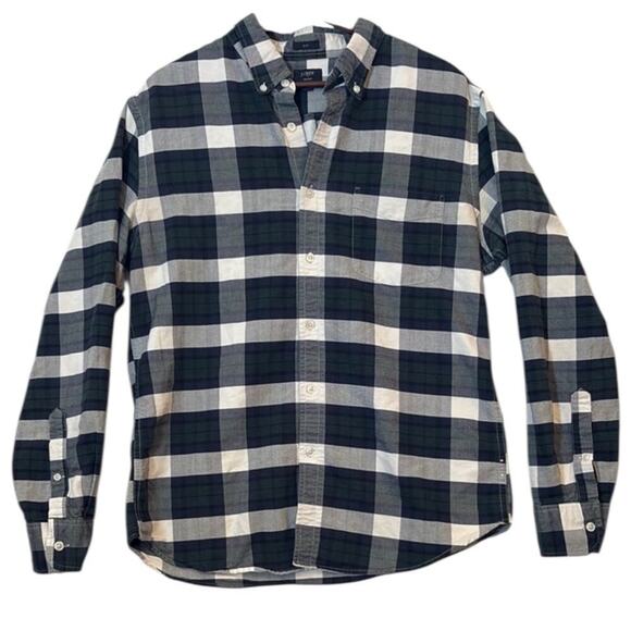 J. Crew Plaid Blue and Green Casual Button Down Shirt Large - Picture 1 of 8